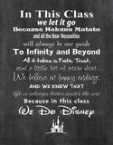 In This Class We Do Disney Art Print. School Teacher Wall Décor Class Rules. USA Made Poster Gifts for Educators, Principals, Coaches. Decorate Classroom or Office. (11