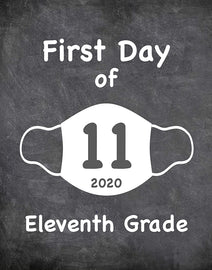 First Day of School Art Print for 2020. Unframed Reusable Photo Prop for Kids and Parents Back to School Sign. Masked, zoomed and remote learning 8” x 10” (8