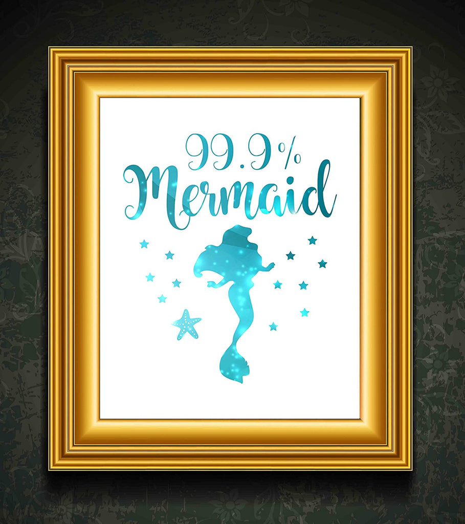 99% Mermaid Print Photo Quality - Made in USA - Under The sea - Mermaid Tale Inspired - Home Art Print -Frame not Included (8x10, White 99%)