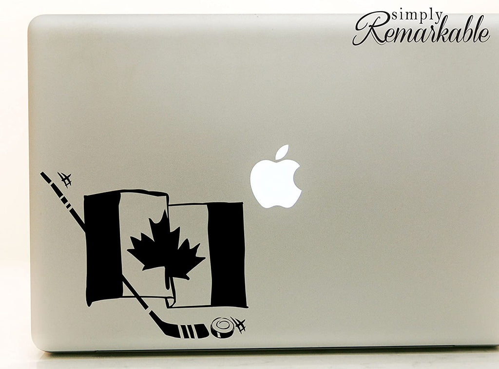 Vinyl Decal Sticker for Computer Wall Car Mac MacBook and More- Canada Canadian Hockey Flag - 5.2 x 4.4 inches