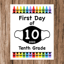 First Day of School Art Print for 2020. Unframed Reusable Photo Prop for Kids and Parents Back to School Sign. Masked, zoomed and remote learning 8” x 10” (8