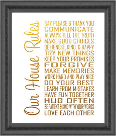 Our House Rules - Beautiful Photo Quality Poster Print - Decorate your home with these beautiful prints for kitchen, bath, family room, housewarming gift Made in the USA (8