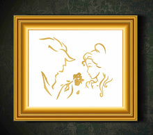 Load image into Gallery viewer, Gold Print Inspired by Beauty and The Beast - Made in USA - Disney Inspired - Home Art Print -Frame not Included (11x14, BBTrace)