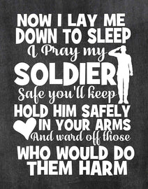 Military Family Prayer for Soldier - Wall Poster Print - Army, Navy, Marines, Air Force - Patriotic - 4th of July - Frame NOT Included (8