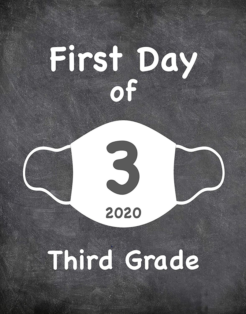 First Day of School Art Print for 2020. Unframed Reusable Photo Prop for Kids and Parents Back to School Sign. Masked, zoomed and remote learning 8” x 10” (8" x 10" Chalk, 3rd Grade)