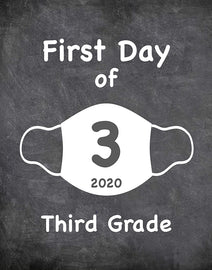 First Day of School Art Print for 2020. Unframed Reusable Photo Prop for Kids and Parents Back to School Sign. Masked, zoomed and remote learning 8” x 10” (8