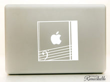 Load image into Gallery viewer, Vinyl Decal Sticker for Computer Wall Car Mac Macbook and More - Music Treble Clef Decal Frame