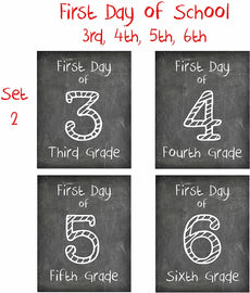 First Day of School Print, Complete Set of 14 Reusable Chalkboard Photo Prop for Kids Back to School Sign for Photos, Frame Not Included (8x10, Complete Set - 1)