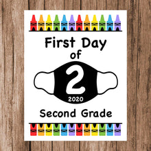 Load image into Gallery viewer, First Day of School Art Print for 2020. Unframed Reusable Photo Prop for Kids and Parents Back to School Sign. Masked, zoomed and remote learning 8” x 10” (8&quot; x 10&quot; Color, 2nd Grade)