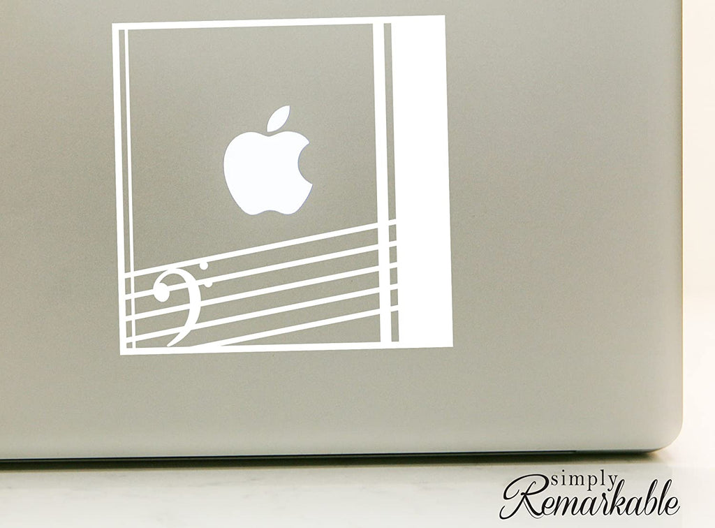 Vinyl Decal Sticker for Computer Wall Car Mac Macbook and More - Music Treble Clef Decal Frame