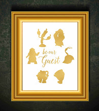 Load image into Gallery viewer, Gold Print Inspired by Beauty and The Beast - Made in USA - Disney Inspired - Home Art Print -Frame not Included (8x10, BBGuest)
