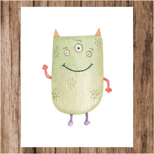 Load image into Gallery viewer, Adorable Monster Wall Art Prints (Set of 6) Unframed. Six Delightful 8&quot;x10&quot; Watercolor Characters for Nursery Kids Room and Home Decor