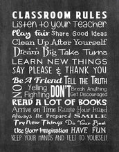Load image into Gallery viewer, Classroom Rules - Beautiful Photo Quality Poster Print with Chalkboard Background - Perfect for Teachers and Classrooms - Made in The USA (8x10, Class Rules Chalk)