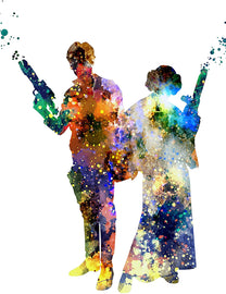 Hans Solo and Princess Leah Color Print - Inspired by Star Wars - Poster Print Photo Quality - Made in USA - Home Art Print -Frame not Included (8x10, HansLeia - Color)