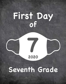 First Day of School Art Print for 2020. Unframed Reusable Photo Prop for Kids and Parents Back to School Sign. Masked, zoomed and remote learning 8” x 10” (8