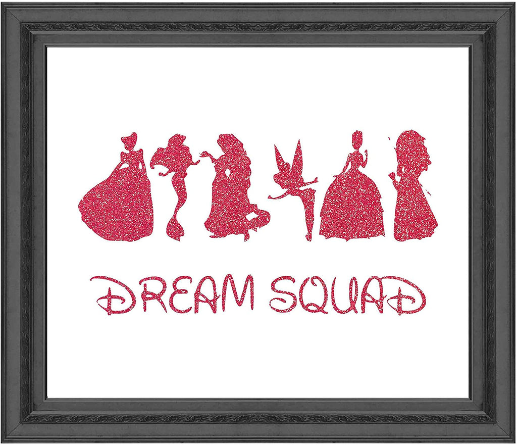 Inspired by Disney Princess and a Girls Dream Squad of Princesses - Poster Print Photo Quality - Made in USA - Home Art Print -Frame not Included (8x10, Pink)