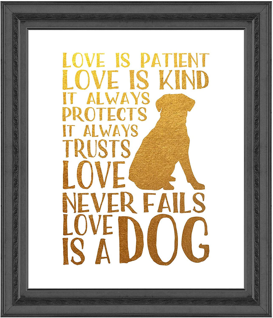 Love is a Dog - Animal Rescue Beautiful Photo Quality Poster Print - Celebrate Your Love of Animals (8x10, Love is Dog Gold)