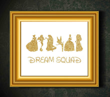 Load image into Gallery viewer, Inspired by Disney Princess and a Girls Dream Squad of Princesses - Poster Print Photo Quality - Made in USA - Home Art Print -Frame not Included (11x14, Gold)