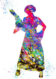 Gold Print - Inspired by Star Wars - Gold Poster Print Photo Quality - Made in USA - Home Art Print -Frame not Included (8x10, Princess Leia - Color)