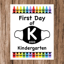 Load image into Gallery viewer, First Day of School Art Print for 2020. Unframed Reusable Photo Prop for Kids and Parents Back to School Sign. Masked, zoomed and remote learning 8” x 10” (8&quot; x 10&quot; Color, 12th Grade)