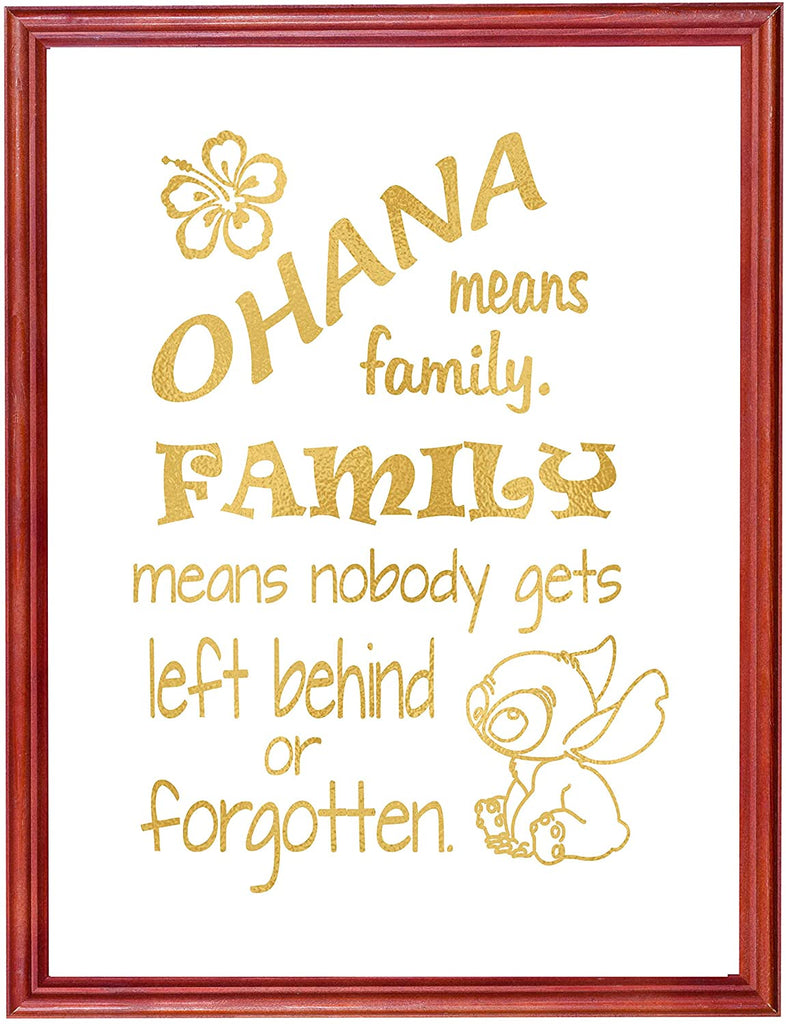 Lilo and Stitch - Ohana Means Family - Gold Print Inspired by Lilo and Stitch - Poster Print Photo Quality - Made in USA - Disney Inspired - Home Art Print -Frame not included (11x14, LSDance)