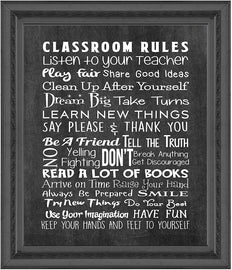 Classroom Rules - Beautiful Photo Quality Poster Print with Chalkboard Background - Perfect for Teachers and Classrooms - Made in The USA (8x10, Class Rules Chalk)