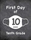First Day of School Art Print for 2020. Unframed Reusable Photo Prop for Kids and Parents Back to School Sign. Masked, zoomed and remote learning 8” x 10” (8