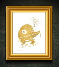 Load image into Gallery viewer, Gold Print - Death Star -Inspired by Star Wars - Gold Poster Print Photo Quality - Made in USA - Home Art Print -Frame not Included (8x10, Death Star)