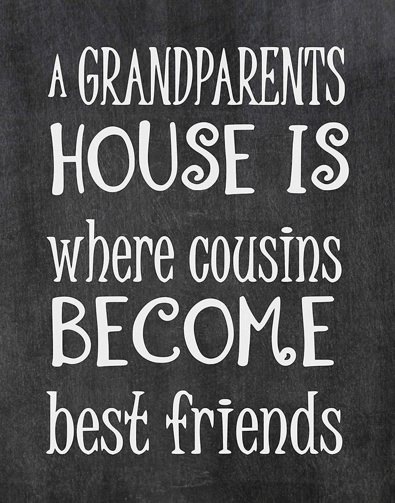 Cousins Become Best Friends at Grandparents - Beautiful Photo Quality Chalkboard Background Poster Print - - Made in The USA (8x10, Cousins - Chalkboard)