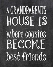 Load image into Gallery viewer, Cousins Become Best Friends at Grandparents - Beautiful Photo Quality Chalkboard Background Poster Print - - Made in The USA (8x10, Cousins - Chalkboard)
