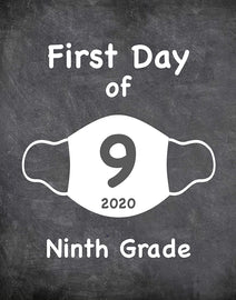 First Day of School Art Print for 2020. Unframed Reusable Photo Prop for Kids and Parents Back to School Sign. Masked, zoomed and remote learning 8” x 10” (8