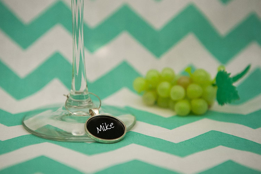 Reusable Personalized Wine Charms 8 Mini Chalkboard Squares on Silver Plated Pendants, Can be Wiped Clean and Reused.