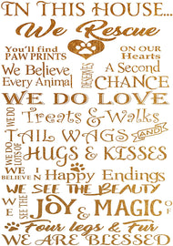 in This House We Rescue - Animal Rescue Beautiful Photo Quality Poster Print - Celebrate Your Love of Dogs Cats Made in The USA (8x10, House Rescue Gold)