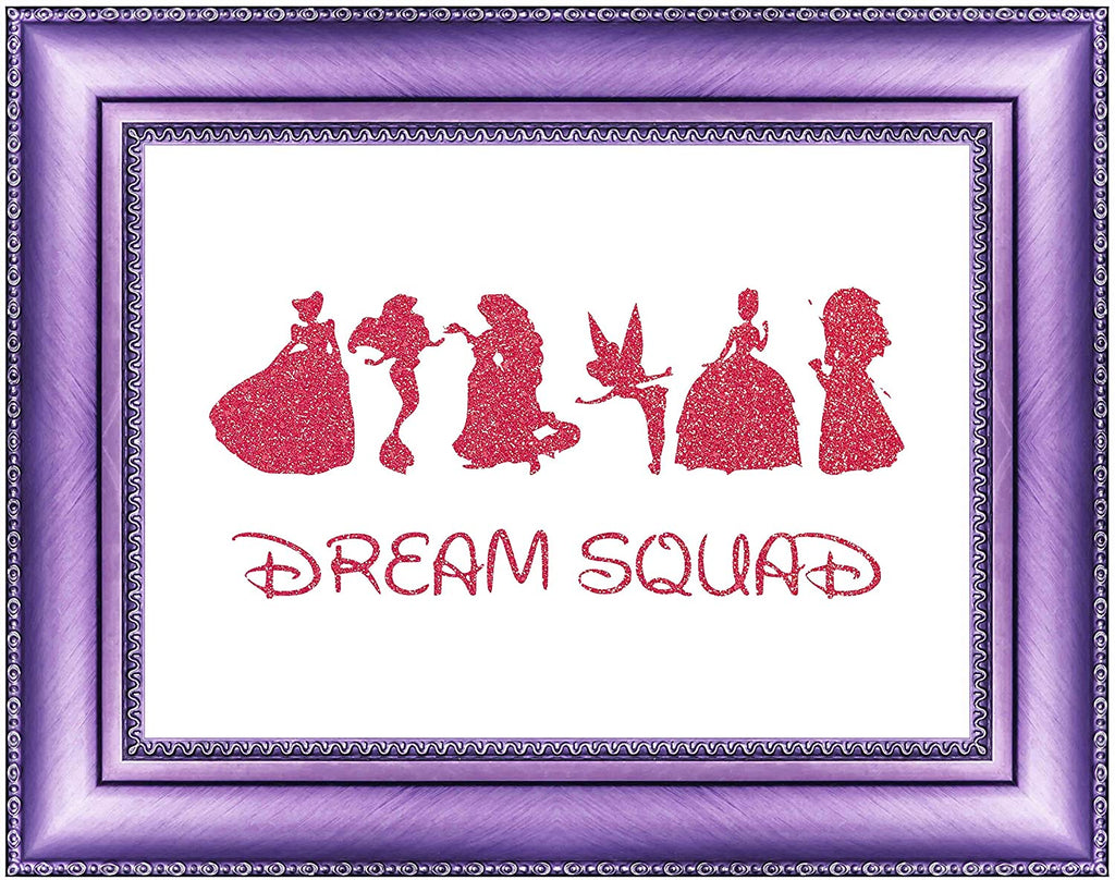 Inspired by Disney Princess and a Girls Dream Squad of Princesses - Poster Print Photo Quality - Made in USA - Home Art Print -Frame not Included (8x10, Pink)