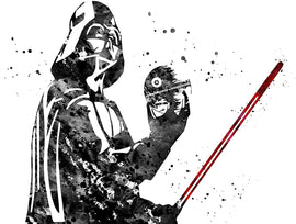 Darth Vader - Inspired by Star Wars - Black and Red Poster Print Photo Quality - Made in USA - Home Art Print -Frame not Included (8x10, Darth Death Star - Black)