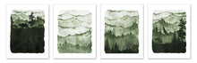 Load image into Gallery viewer, Snowy Green Forest Wall Art Prints Set - Ideal Gift For Family Room Kitchen Play Room Wall Décor Birthday Wedding Anniversary | Set of 4 - Unframed- 8x10 Photos