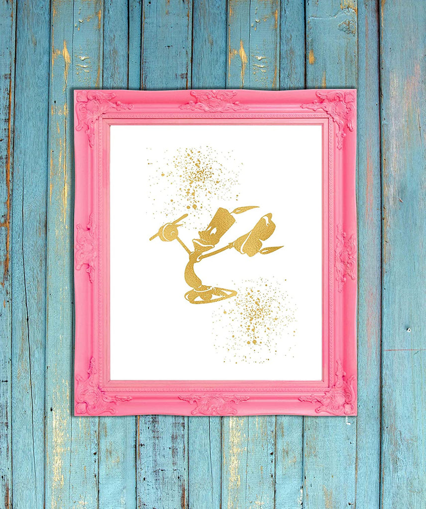 Lumiere The Candle Gold Print Inspired by Beauty and The Beast - Made in USA - Disney Inspired - Home Art Print -Frame not Included (8x10, BBCandle)