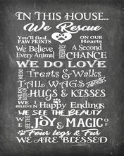 Load image into Gallery viewer, Animal Rescue in This House Beautiful Photo Quality Poster Print - Celebrate Your Love of Animals (8x10, House Rescue Chalk)