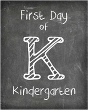 Load image into Gallery viewer, First Day of School Print, 8&quot; x 10&quot; Set of 3: Pre School, Pre Kindergarten, and Kindergarten - Reusable Photo Prop for Kids Back to School Sign for Photos, Frame Not Included (8&quot; x 10&quot; Chalk, Set 1)