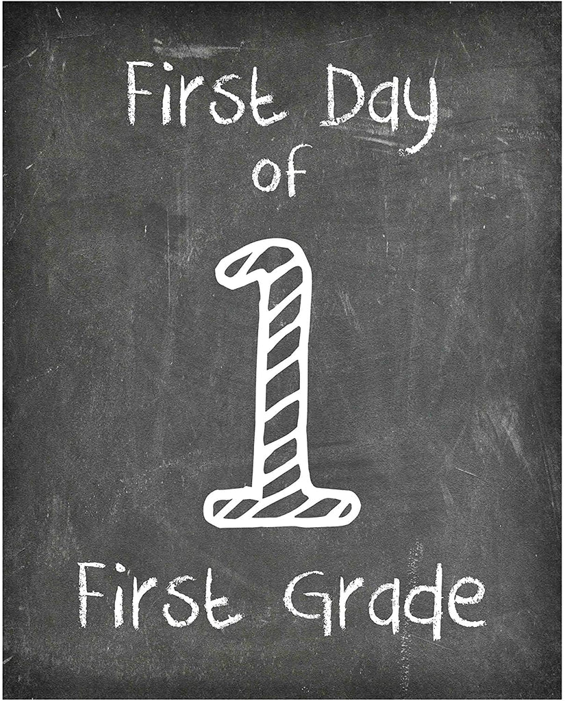 First Day of School Print, Set of 4, Preschool, Kindergarten, 1st Grade, 2nd Grade, Reusable Chalkboard Photo Prop for Kids Back to School Sign for Photos, Frame Not Included (8x10, Set 1 - Style 1)