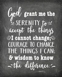 Serenity Prayer - Poster Print Photo Quality - Inspirational Wall Art for Alcoholics Anonymous, AA, Narcotics Anonymous, NA - Made in USA (8x10, Prayer 1 - Chalk)