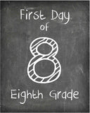 First Day of School Print, 8th Grade Reusable Chalkboard Photo Prop for Kids Back to School Sign for Photos, Frame Not Included (8x10, 8th Grade - Style 1)