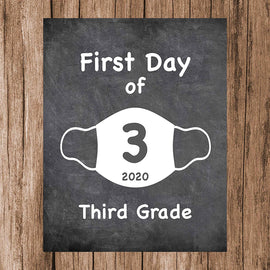First Day of School Art Print for 2020. Unframed Reusable Photo Prop for Kids and Parents Back to School Sign. Masked, zoomed and remote learning 8” x 10” (8