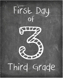 First Day of School Print, 3rd Grade Reusable Chalkboard Photo Prop for Kids Back to School Sign for Photos, Frame Not Included (8x10, 3rd Grade - Style 1)