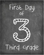 Load image into Gallery viewer, First Day of School Prints, 8&quot; x 10&quot; Set of 3 1st Grade, 2nd Grade, 3rd Grade, Reusable Photo Prop for Kids Back to School Sign for Photos, Frame Not Included (8&quot; x 10&quot; Chalk, Set 2)