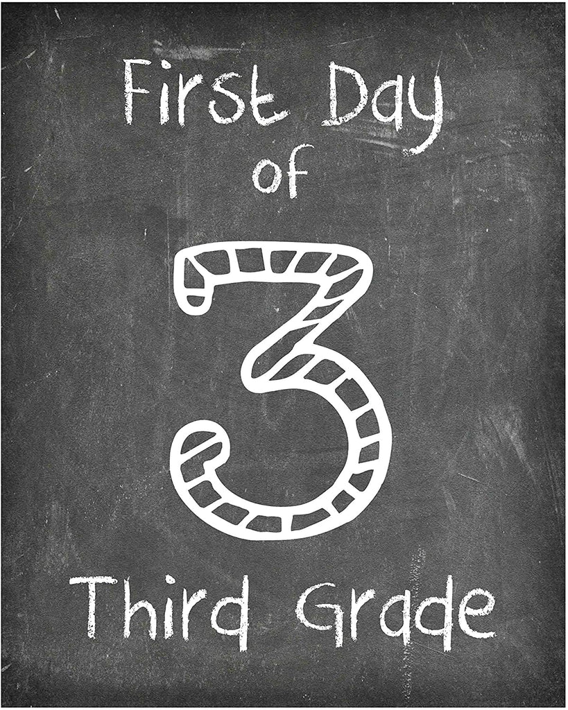 First Day of School Print, Set of 4 - 3rd grade, 4th grade, 5th grade, 6th grade, Reusable Chalkboard Photo Prop for Kids Back to School Sign for Photos, Frame Not Included (8x10, Set 2 - Style 1)
