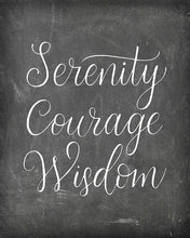 Load image into Gallery viewer, Serenity, Courage, Wisdom - Poster Print Photo Quality - Inspirational Wall Art for Alcoholics Anonymous, AA, Narcotics Anonymous, NA - Made in USA (8x10, Serenity - Chalk)