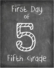 Load image into Gallery viewer, First Day of School Print, 8&quot; x 10&quot; Set of 3 4th Grade, 5th Grade, 6th Grade Photo Prop for Kids Back to School Sign for Photos, Frame Not Included (8&quot; x 10&quot; Chalk, Set 3)