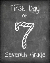 Load image into Gallery viewer, First Day of School Print, 7th Grade Reusable Chalkboard Photo Prop for Kids Back to School Sign for Photos, Frame Not Included (8x10, 7th Grade - Style 1)