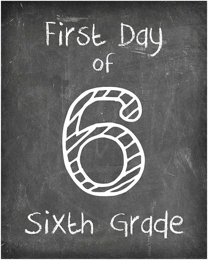 First Day of School Print, 8" x 10" Set of 3 4th Grade, 5th Grade, 6th Grade Photo Prop for Kids Back to School Sign for Photos, Frame Not Included (8" x 10" Chalk, Set 3)